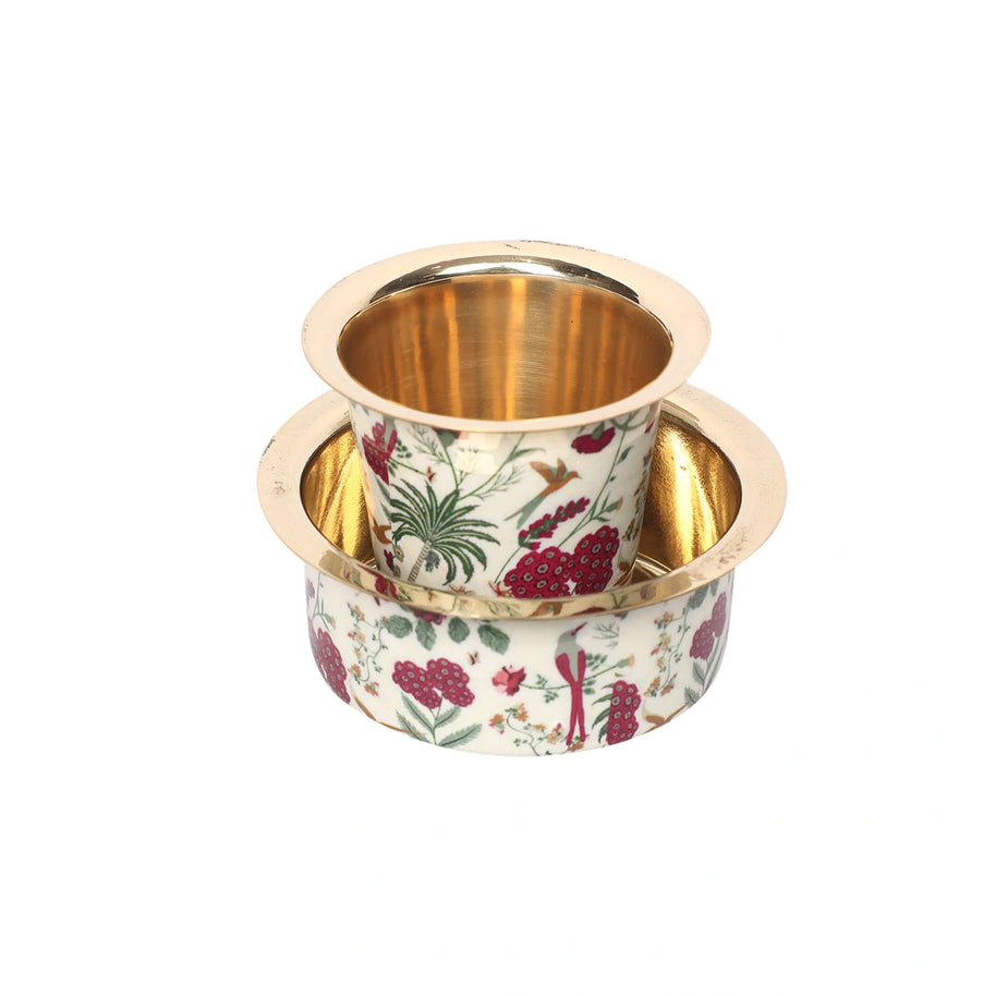 Brass Dabra Set With Printed Design