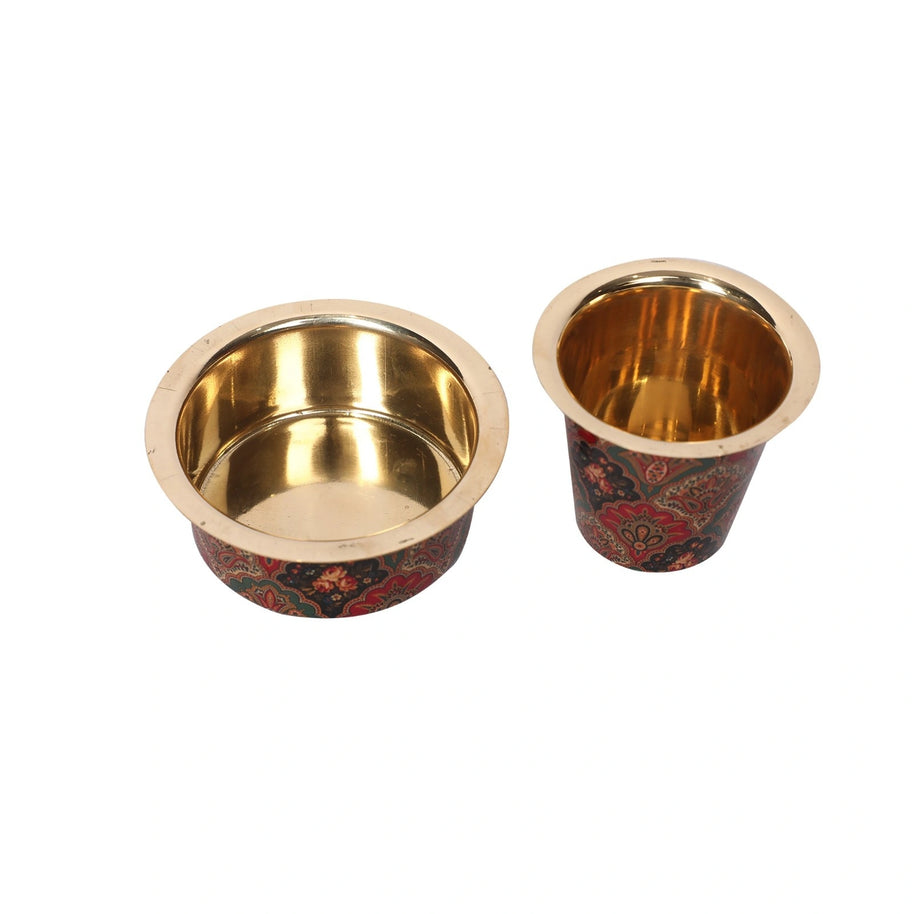 Brass Dabra Set With Printed Design