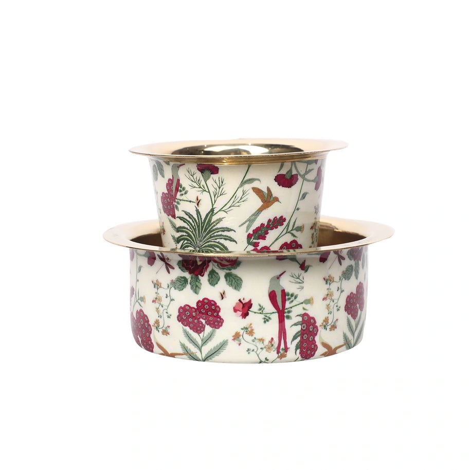 Brass Dabra Set With Printed Design
