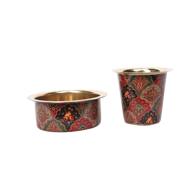 Brass Dabra Set With Printed Design