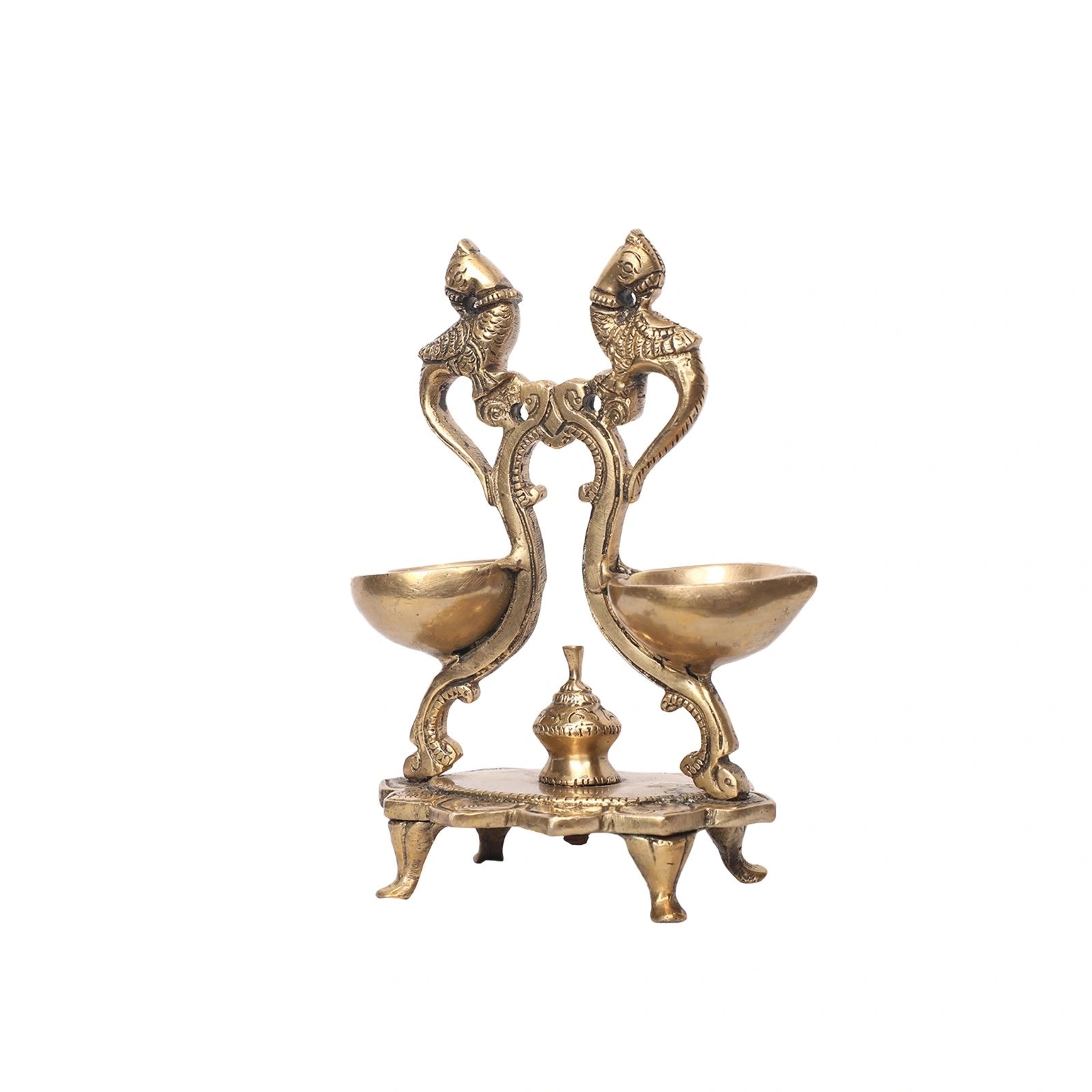 Brass Double Parrot Lamp