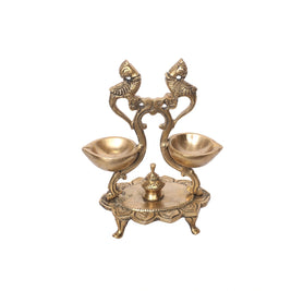 Brass Double Parrot Lamp