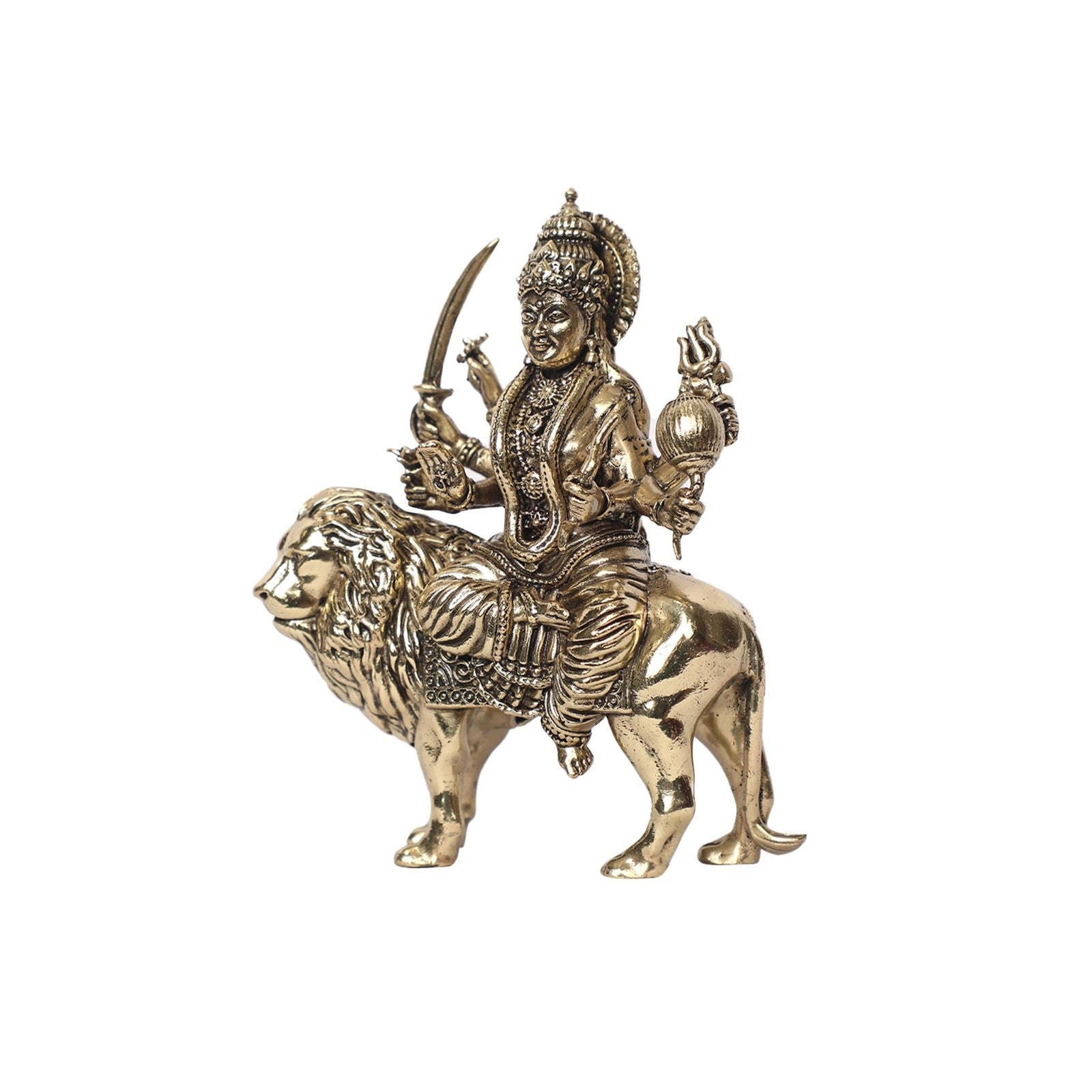 Brass Durga Sitting On Lion