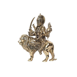 Brass Durga Sitting On Lion