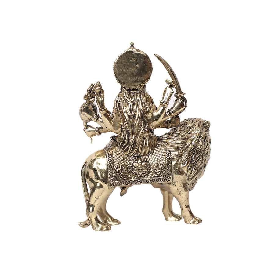 Brass Durga Sitting On Lion
