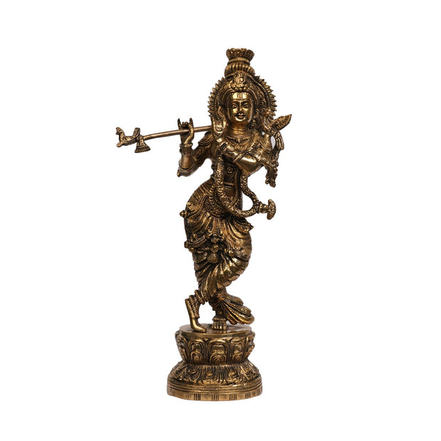 Standing Brass Krishna Idol (Natvarasana Pose)