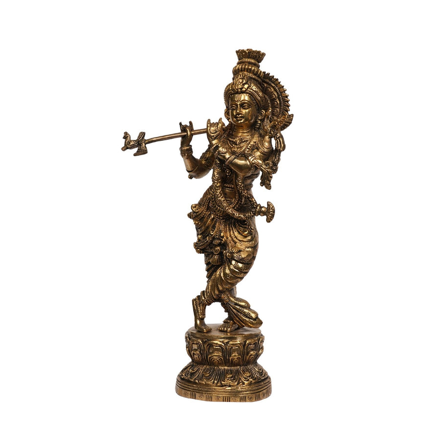 Standing Brass Krishna Idol (Natvarasana Pose)