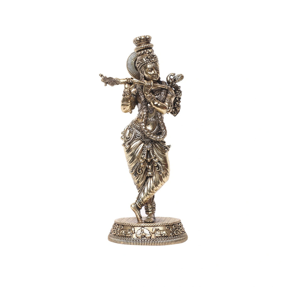 Brass Krishna Playing Flute