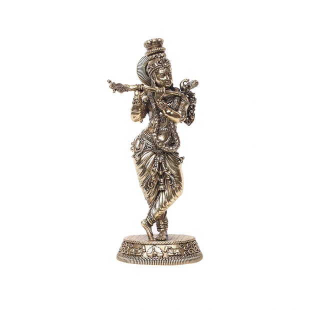 Brass Krishna Playing Flute