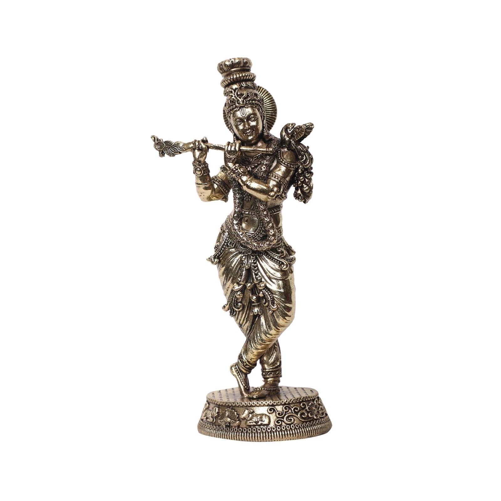 Brass Krishna Playing Flute