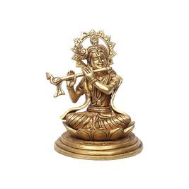 Brass Krishna Sitting Idol