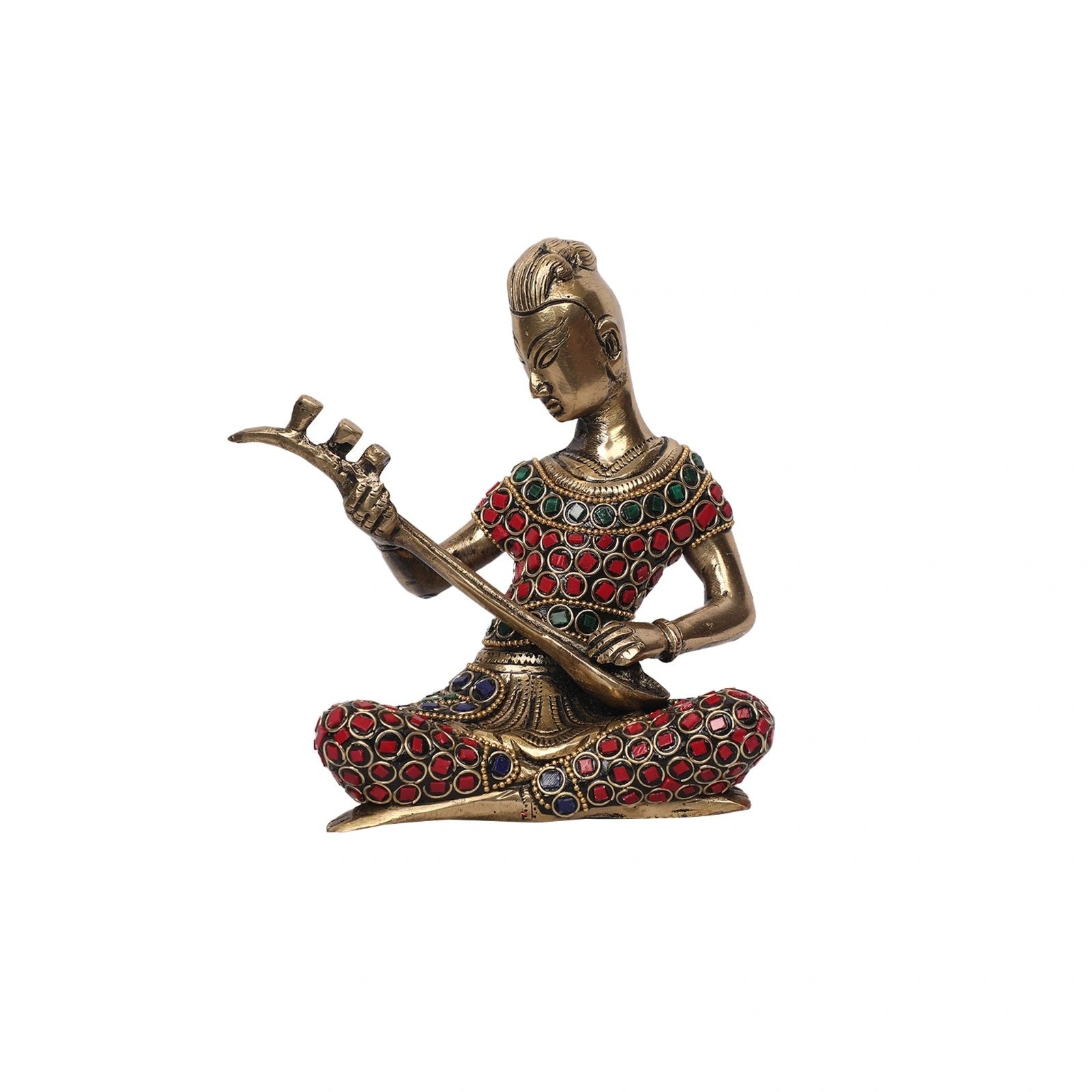 Brass Musical Man With Stone Work