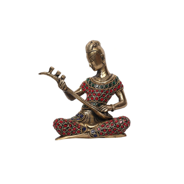 Brass Musical Man With Stone Work