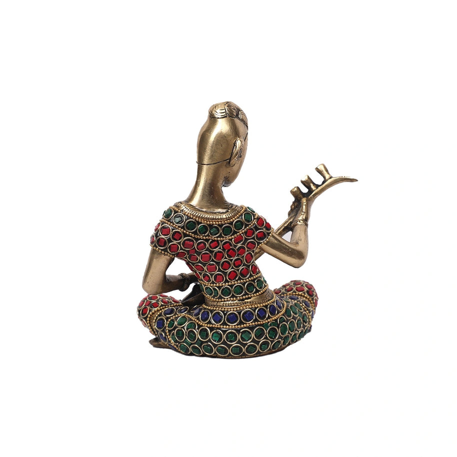 Brass Musical Man With Stone Work