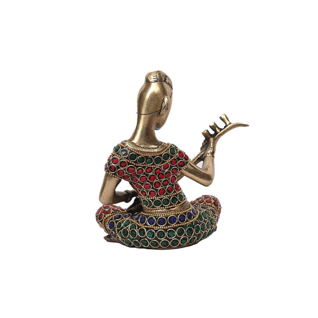 Brass Musical Man With Stone Work