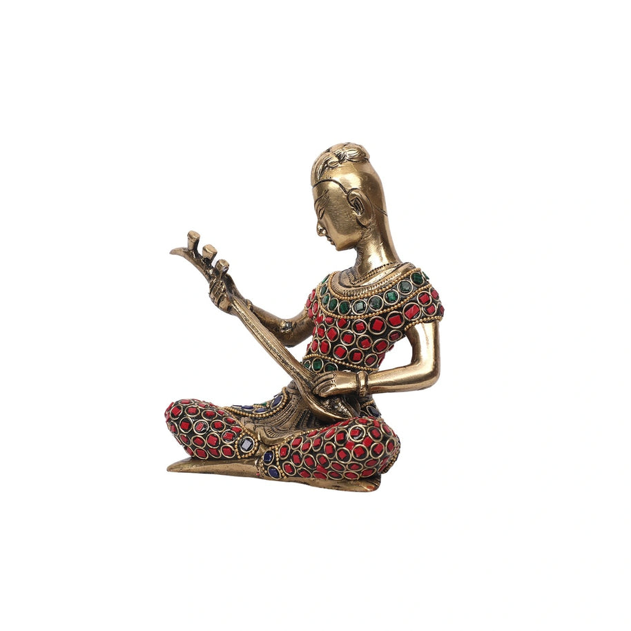Brass Musical Man With Stone Work