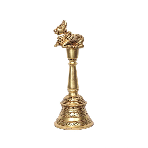 Brass Nandi Pooja Bell | Traditional Brass Temple Bell for Home Pooja – 8.5" Height