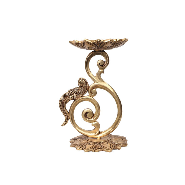 Brass Parrot Diya | Traditional Pooja Diya – 8" Height