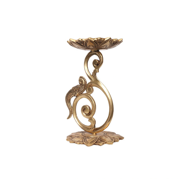 Brass Parrot Diya | Traditional Pooja Diya – 8" Height