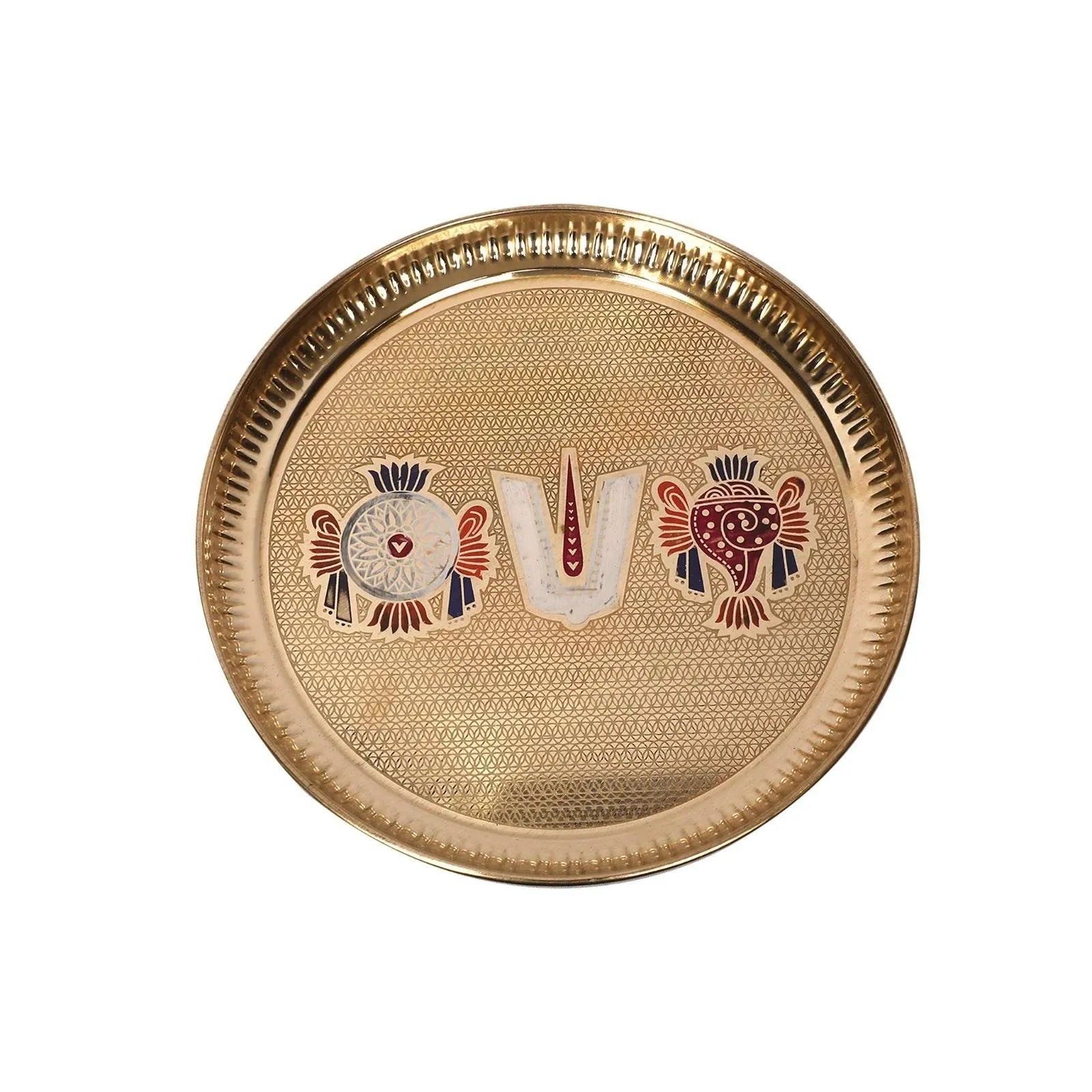 Brass Shanku Chakra Nama Decor Plate