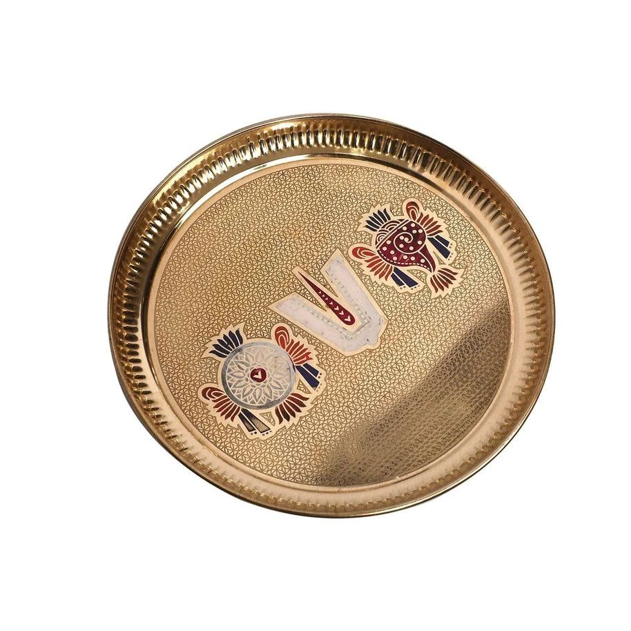 Brass Shanku Chakra Nama Decor Plate