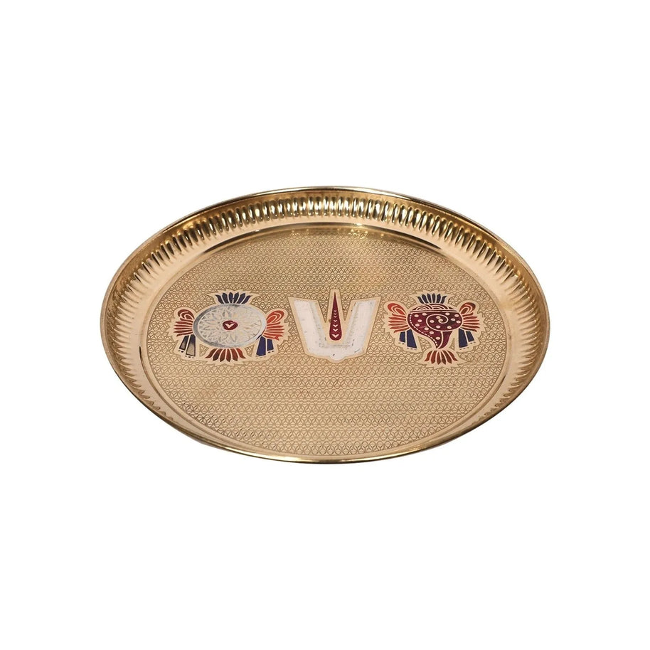 Brass Shanku Chakra Nama Decor Plate