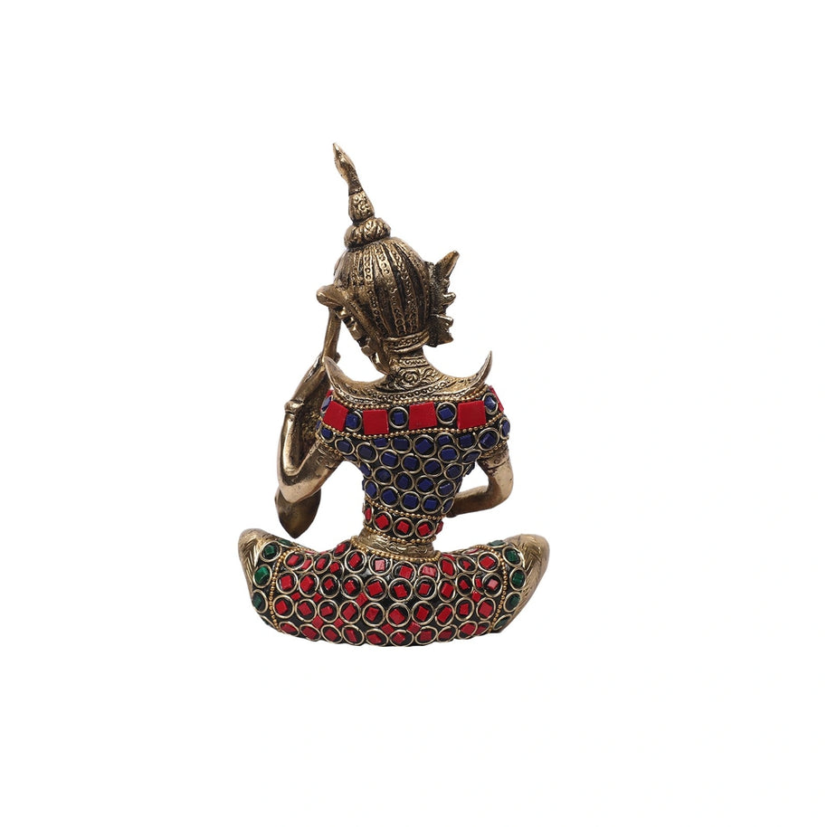 Brass Thai Musical Lady With Stone Work
