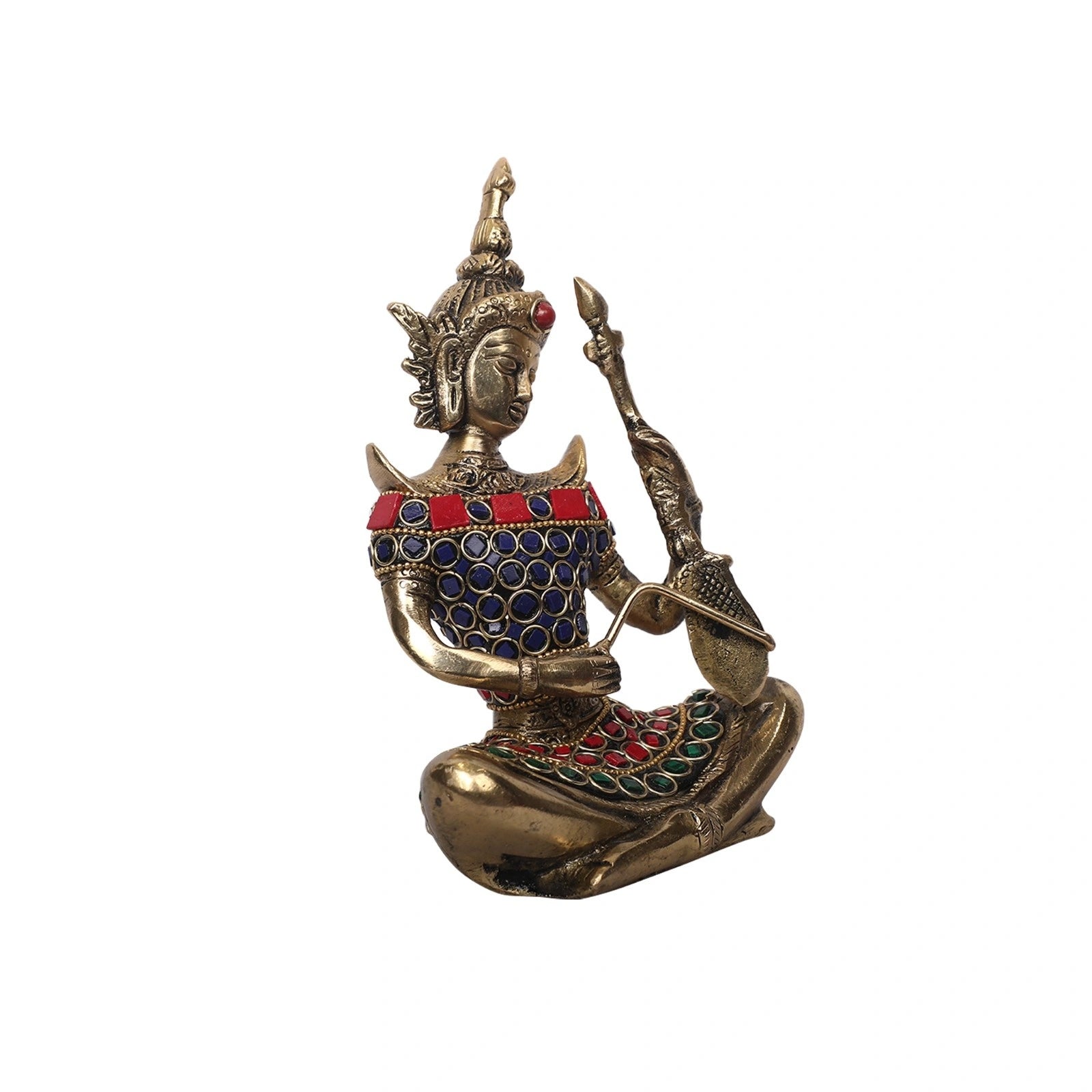 Brass Thai Musical Lady With Stone Work