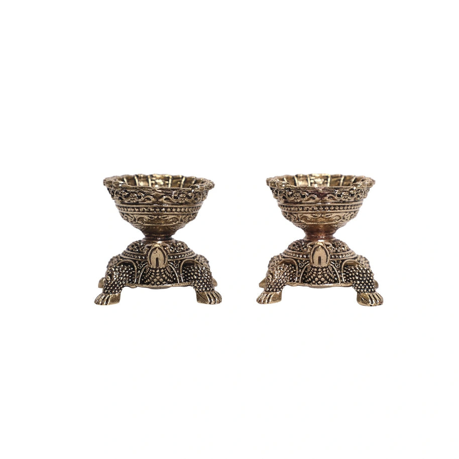 Brass Tortoise Deepak Set Of 2