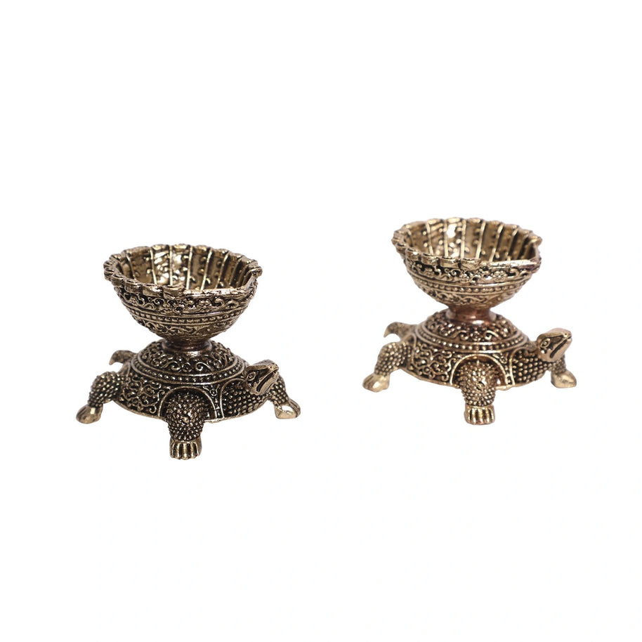 Brass Tortoise Deepak Set Of 2