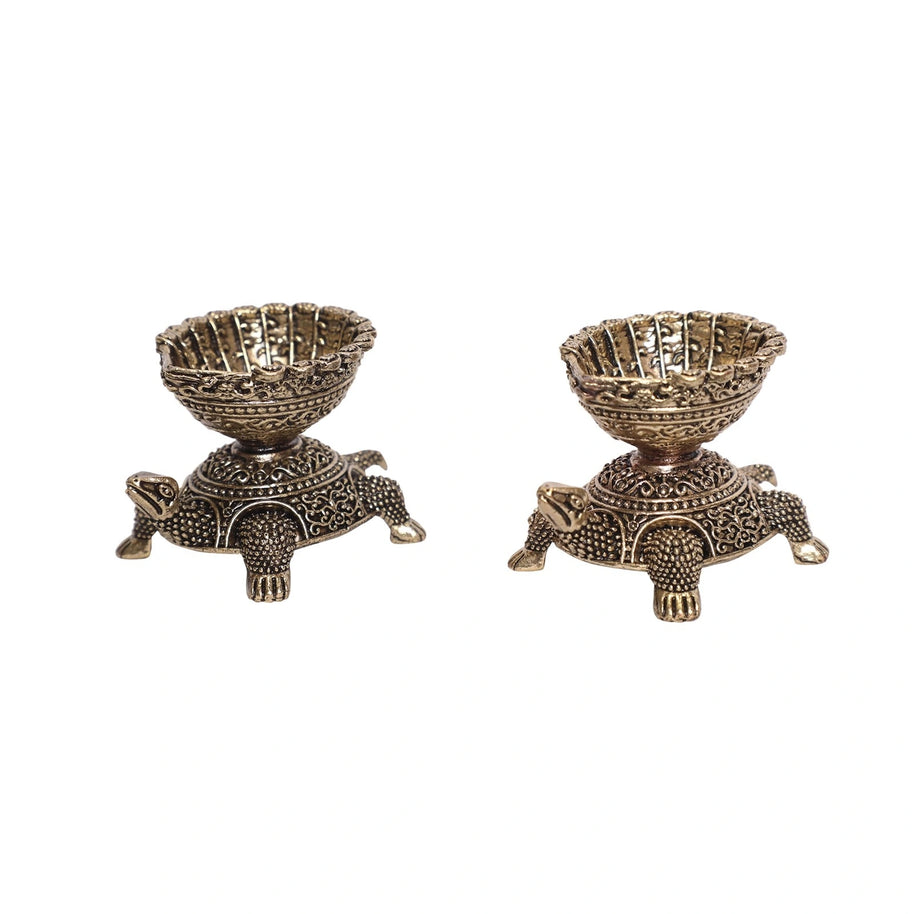 Brass Tortoise Deepak Set Of 2