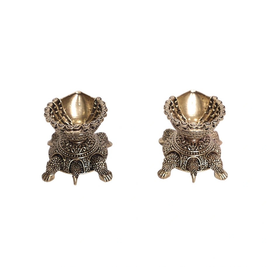 Brass Tortoise Deepak Set Of 2
