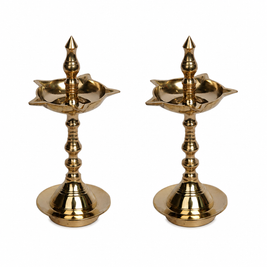 Brass Kerala Oil Lamp for Pooja And Home Decor Pair