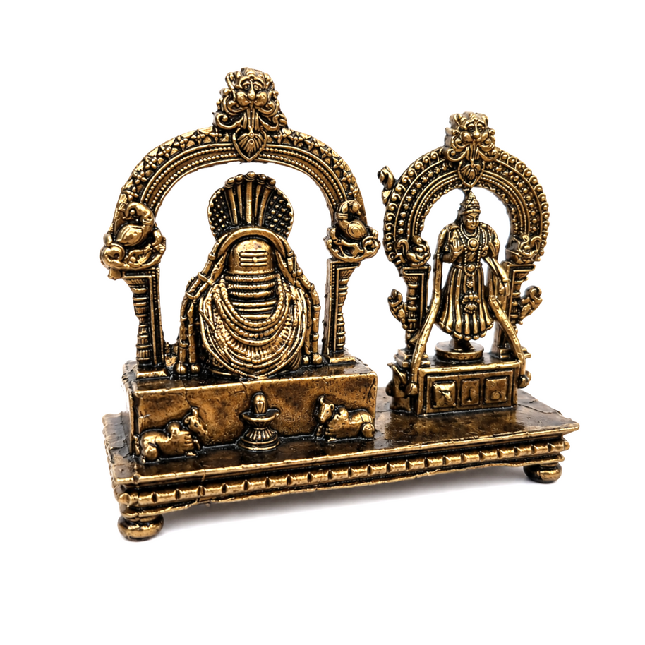 Traditional Brass Arunachaleswarar and Unnamulai Amman Pooja Idol