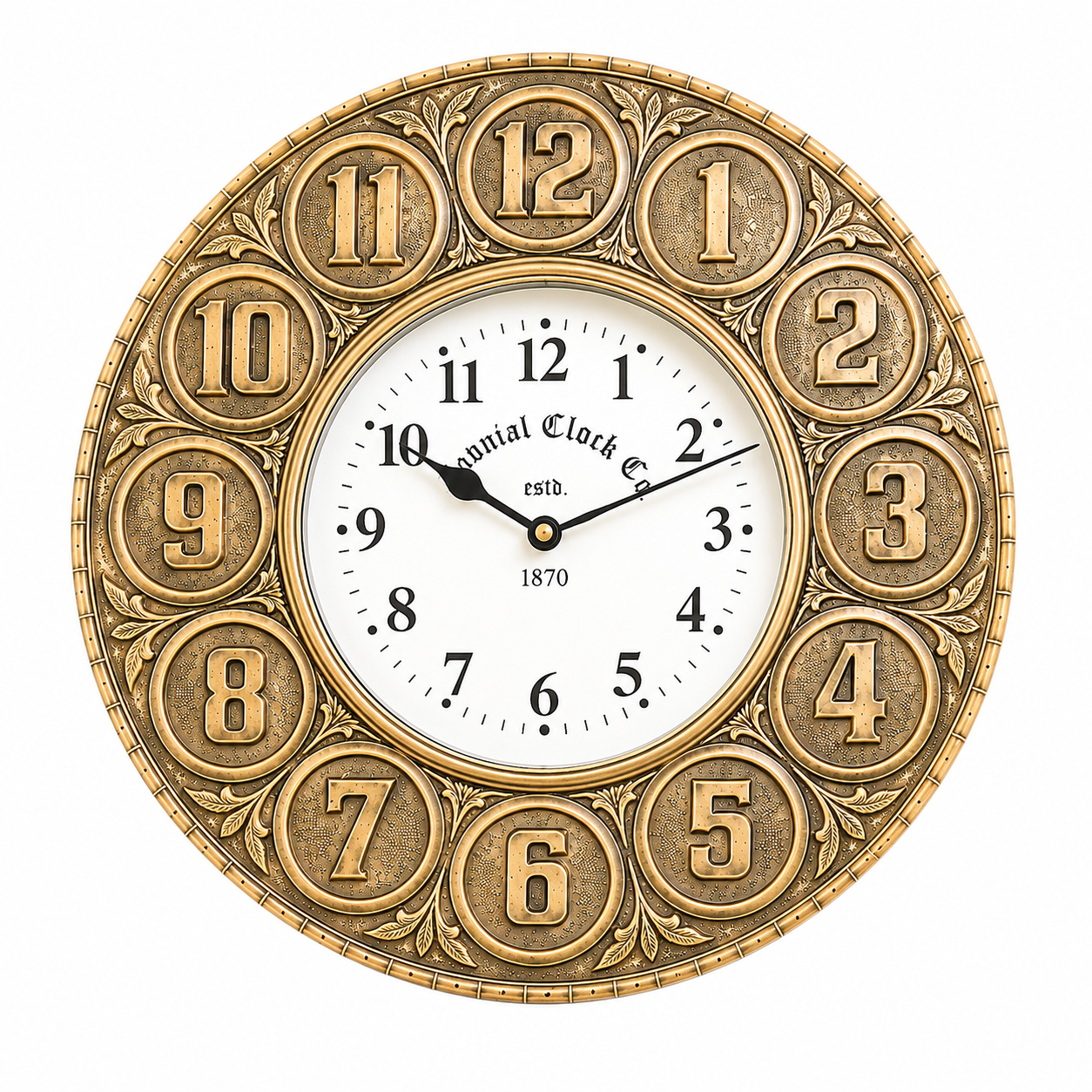Vintage Metal Wall Clock – Antique Brass Finish