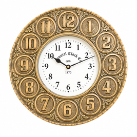 Vintage Metal Wall Clock – Antique Brass Finish