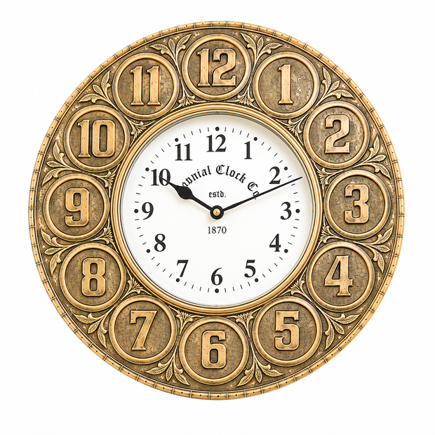 Vintage Metal Wall Clock – Antique Brass Finish