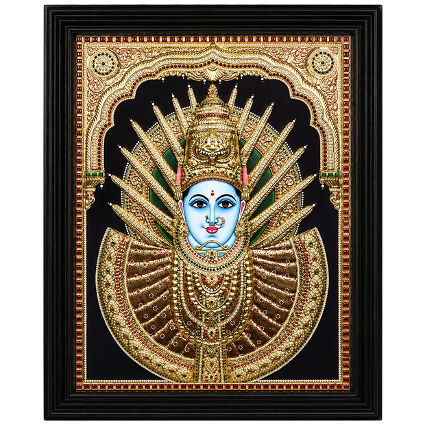 Yellamma Devi Tanjore Painting 24x18 Inches | Handmade 22K Gold Foil Wall Art