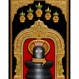 Embossed Lord Malleshwara Swamy Tanjore Painting 36 × 24 Inches | Handmade 22K Gold Foil Wall Art