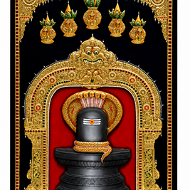 Embossed Lord Malleshwara Swamy Tanjore Painting 36 × 24 Inches | Handmade 22K Gold Foil Wall Art