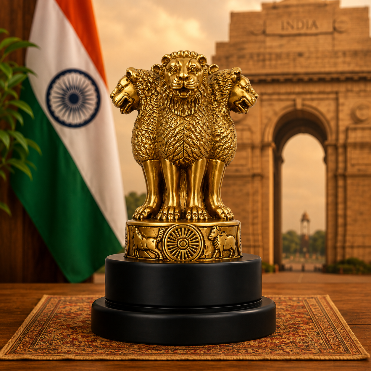 Brass Ashoka Stambh with Base – 9