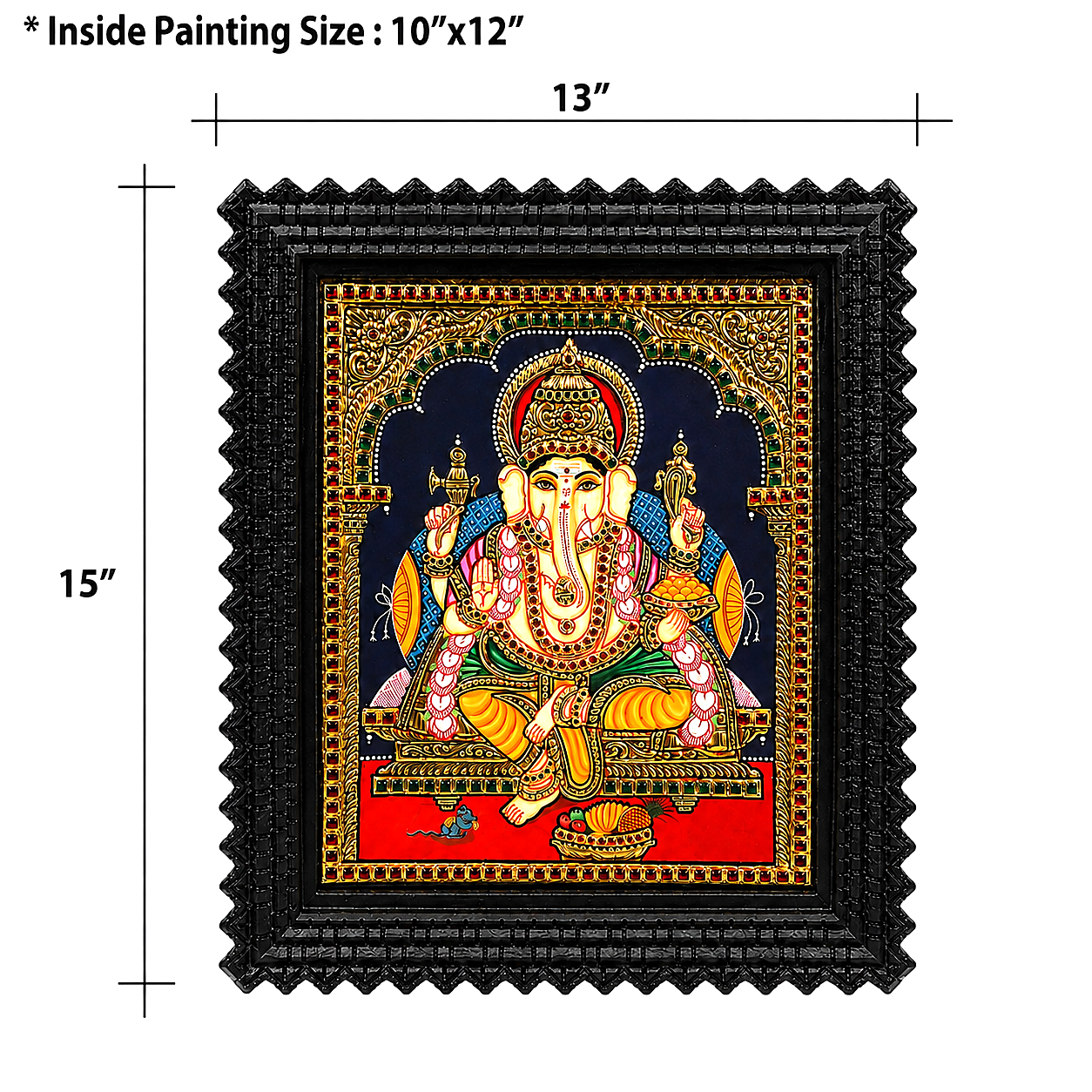 Handcrafted Tanjore Ganesha Painting | Traditional Lord Ganesha  – 10 × 12 Inch