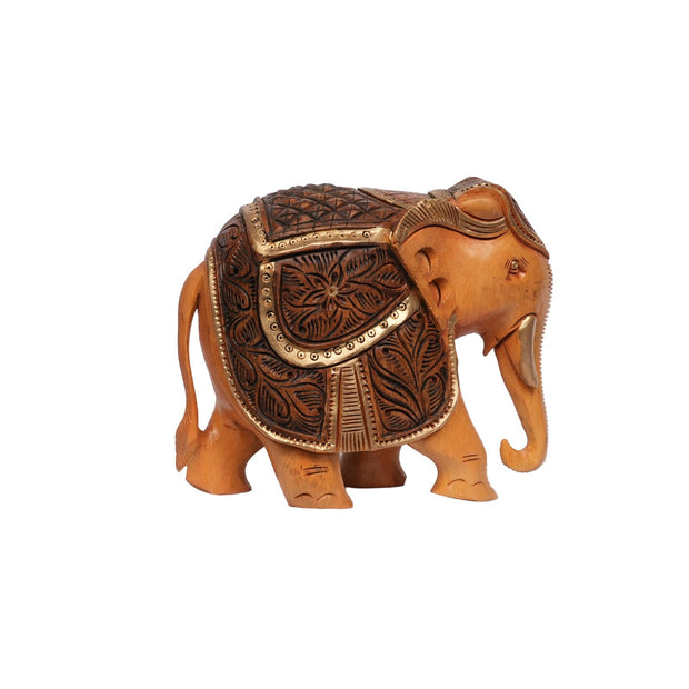 Handcrafted Wooden Carved Elephant Showpiece