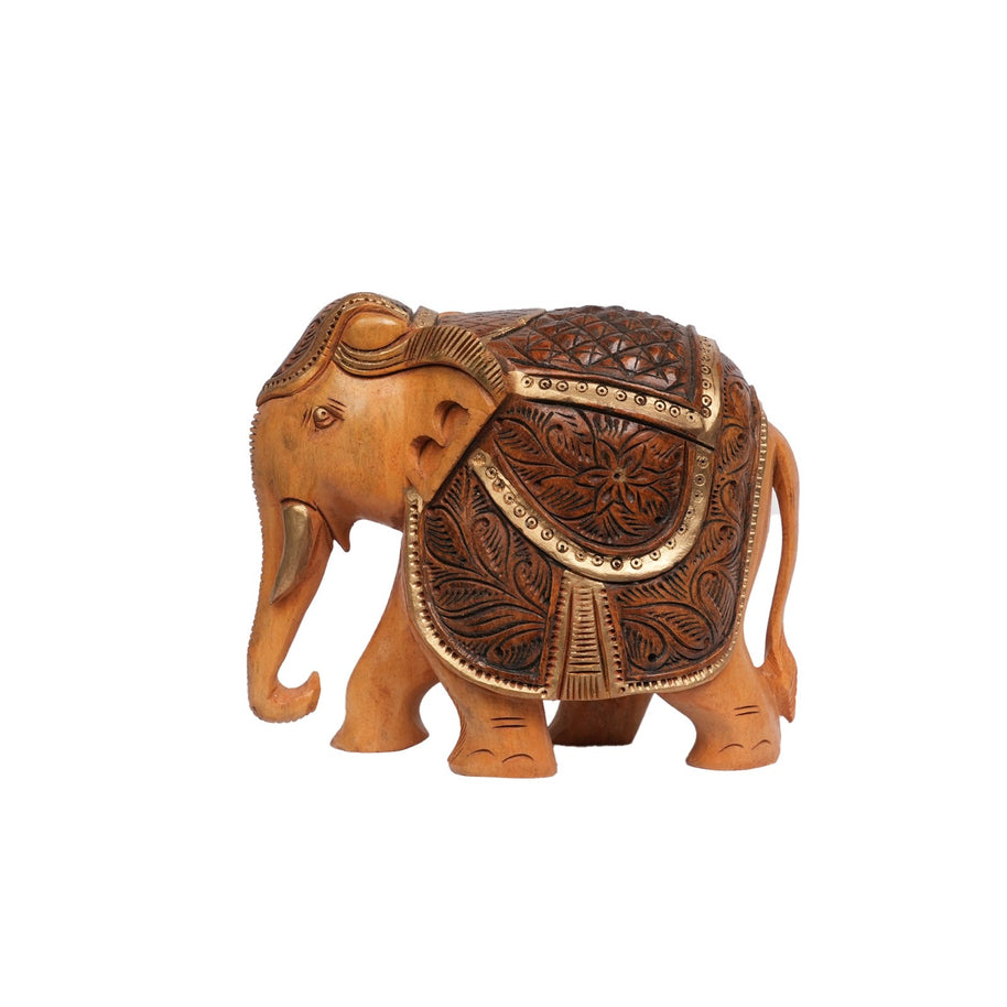 Handcrafted Wooden Carved Elephant Showpiece
