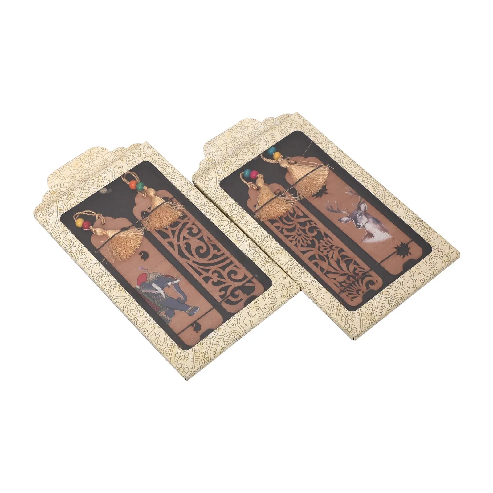 Wooden Deer And Elephant Bookmark