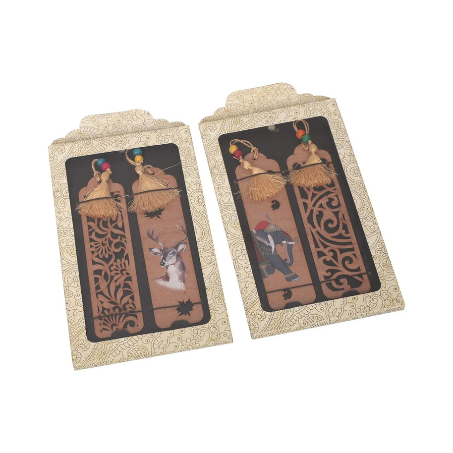 Wooden Deer And Elephant Bookmark