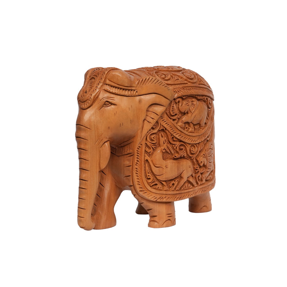 Handcrafted Wooden Carved Elephant Showpiece