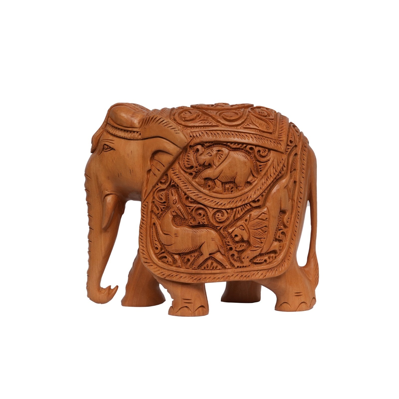 Handcrafted Wooden Carved Elephant Showpiece