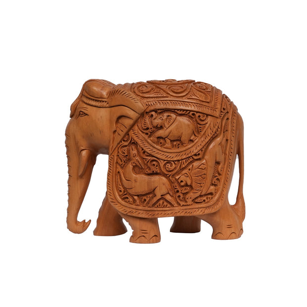 Handcrafted Wooden Carved Elephant Showpiece
