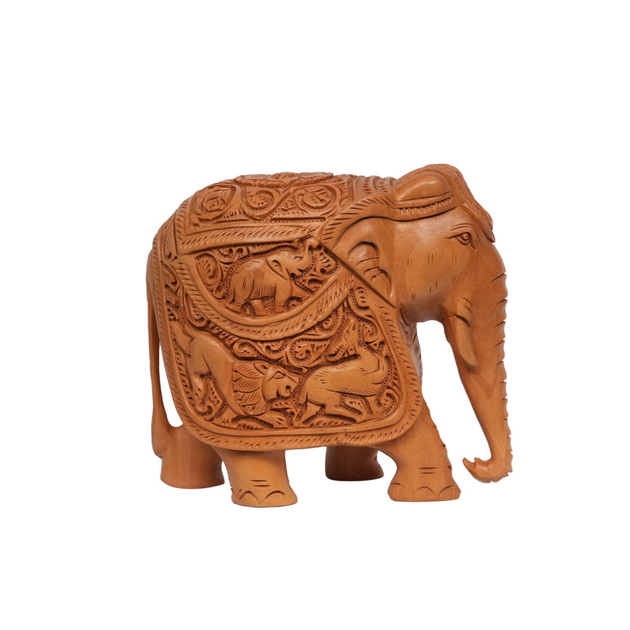 Handcrafted Wooden Carved Elephant Showpiece